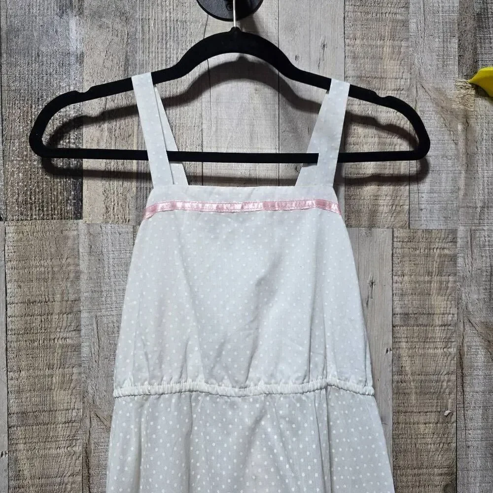 Snippy California Vintage 60s White Polka Dot Tank Midi Shift Dress Girls 14 Ret